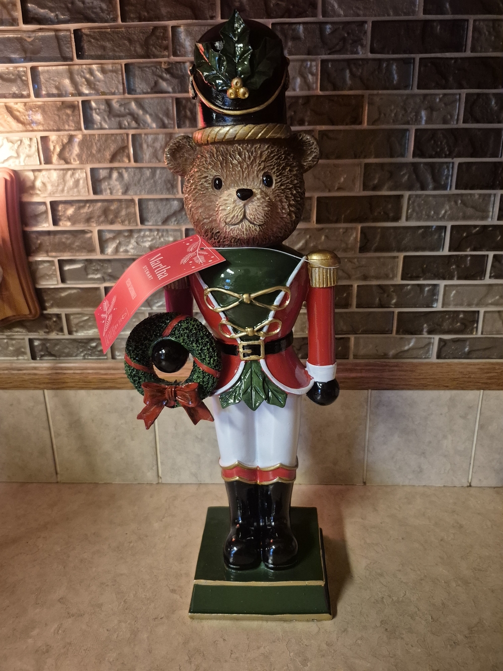 Msrtha Stewart Teddy Bear Nutcracker With Christmas Wreath NWT